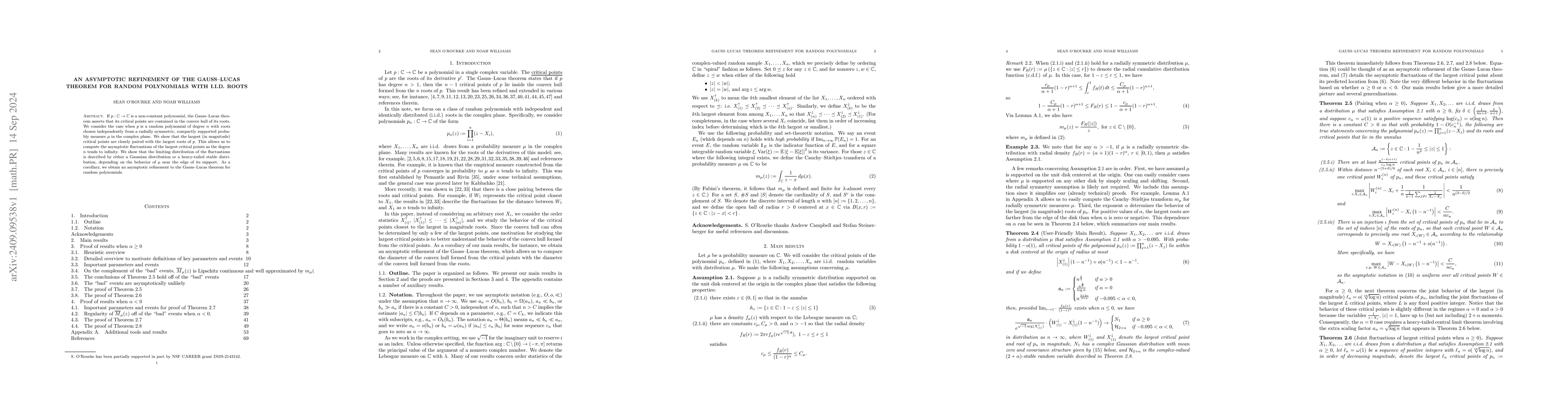 Thumbnail for An asymptotic refinement of the Gauss-Lucas Theorem for random
  polynomials with i.i.d. roots