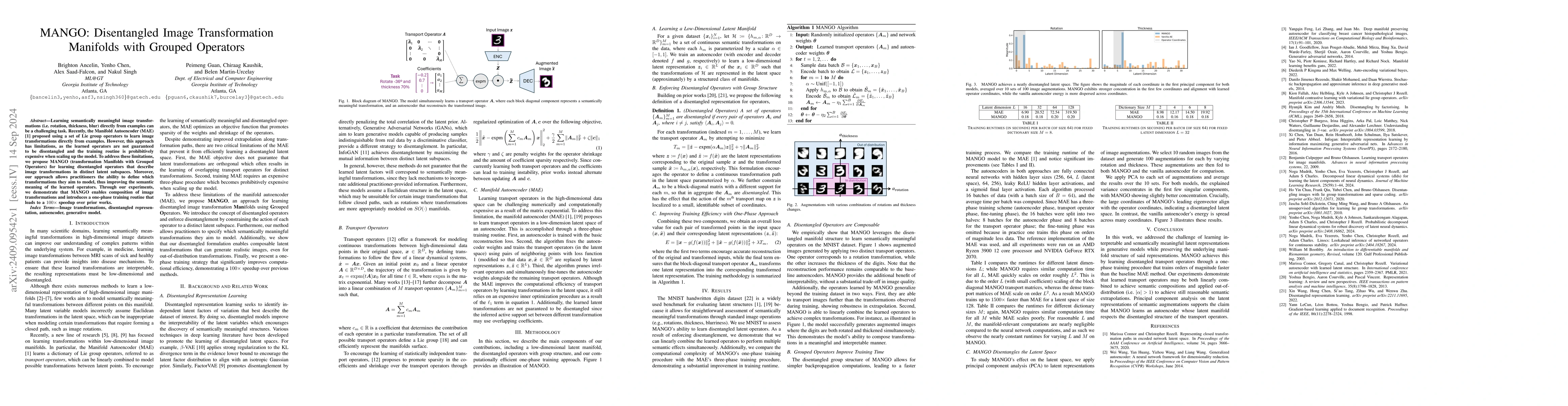 Thumbnail for MANGO: Disentangled Image Transformation Manifolds with Grouped
  Operators