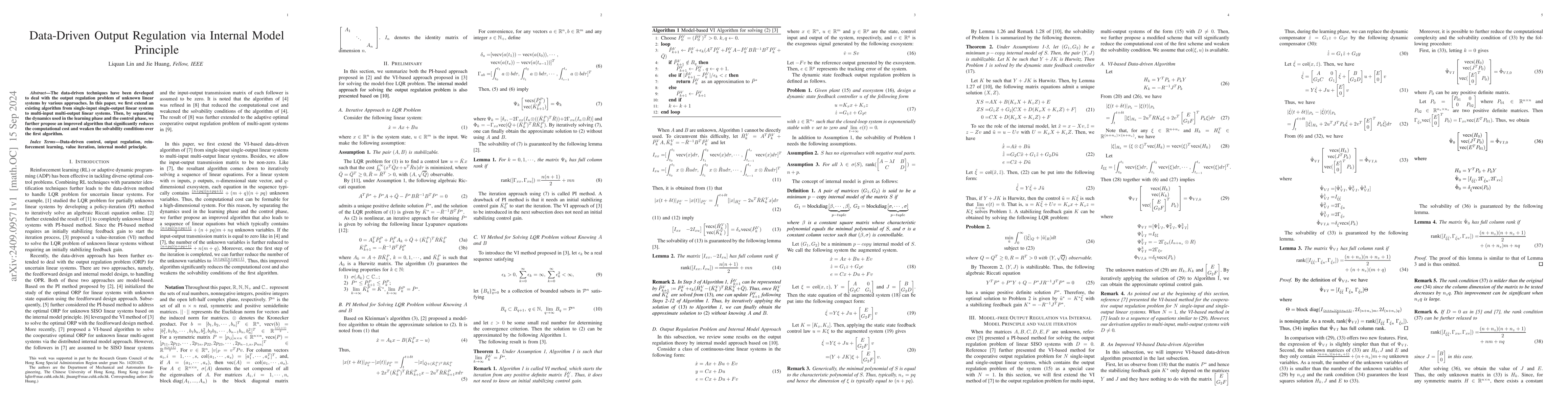 Thumbnail for Data-Driven Output Regulation via Internal Model Principle