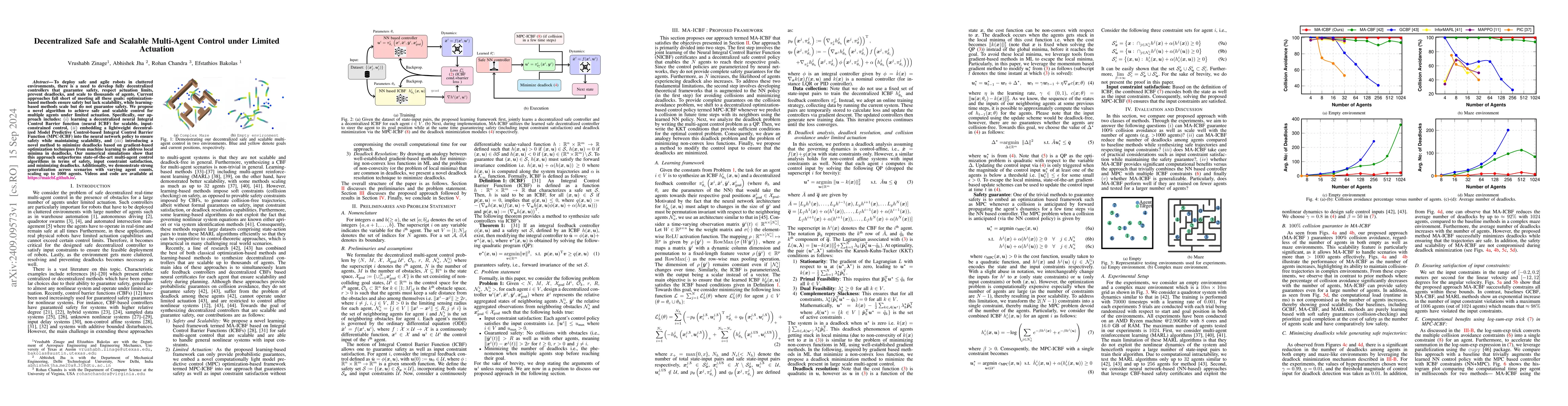 Thumbnail for Decentralized Safe and Scalable Multi-Agent Control under Limited
  Actuation