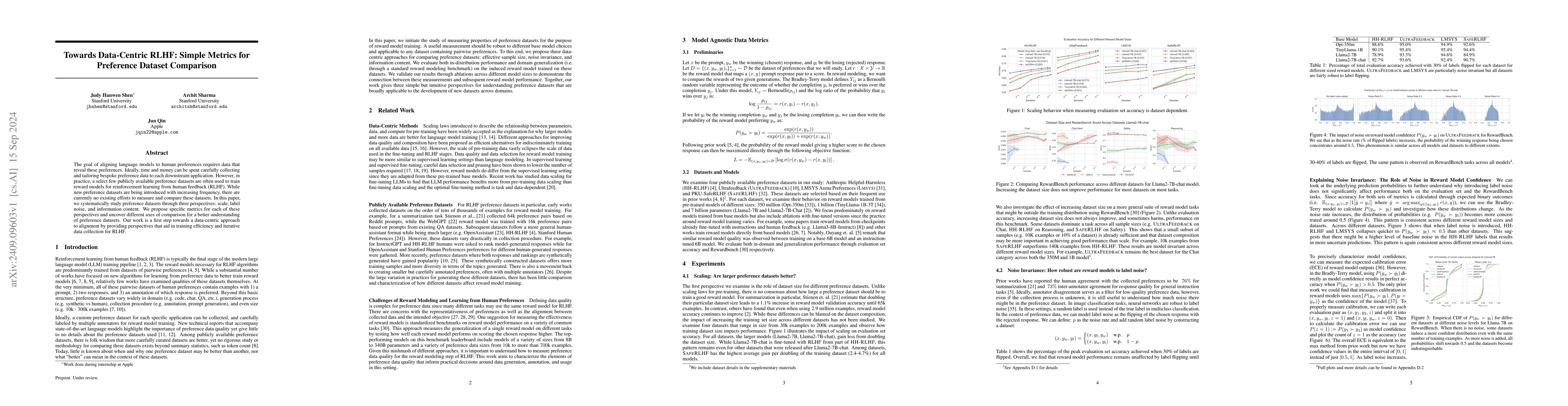 Thumbnail for Towards Data-Centric RLHF: Simple Metrics for Preference Dataset
  Comparison