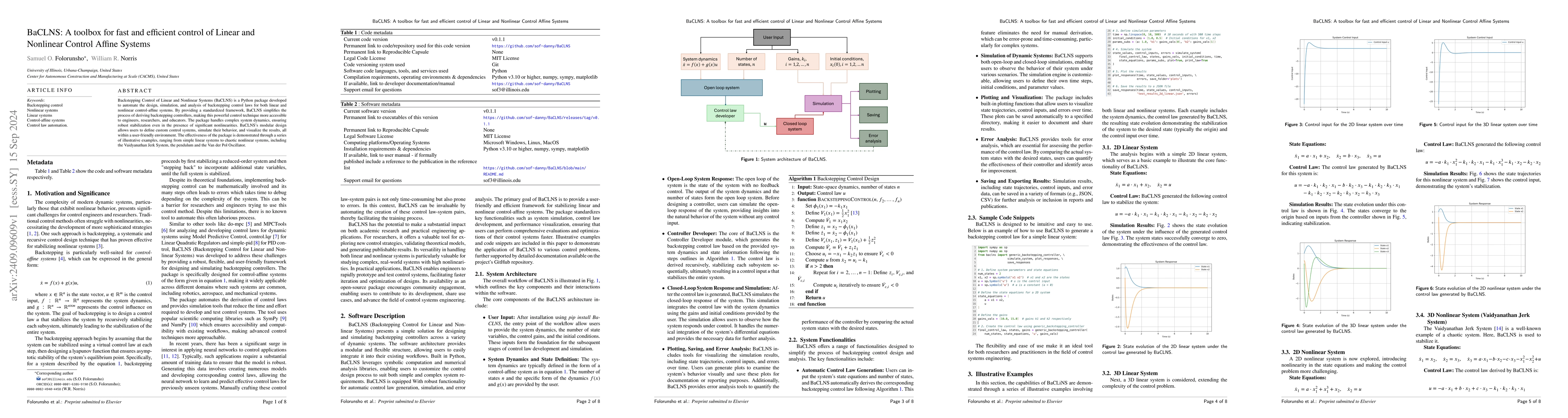Thumbnail for BaCLNS: A toolbox for fast and efficient control of Linear and Nonlinear
  Control Affine Systems