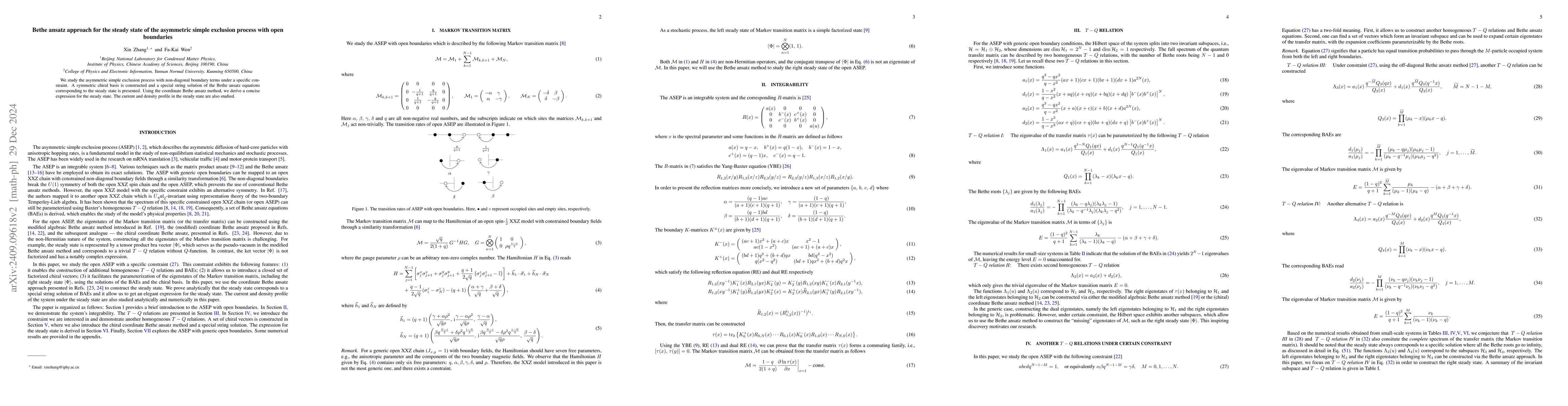 Thumbnail for Bethe ansatz approach for the steady state of the asymmetric simple
  exclusion process with open boundaries