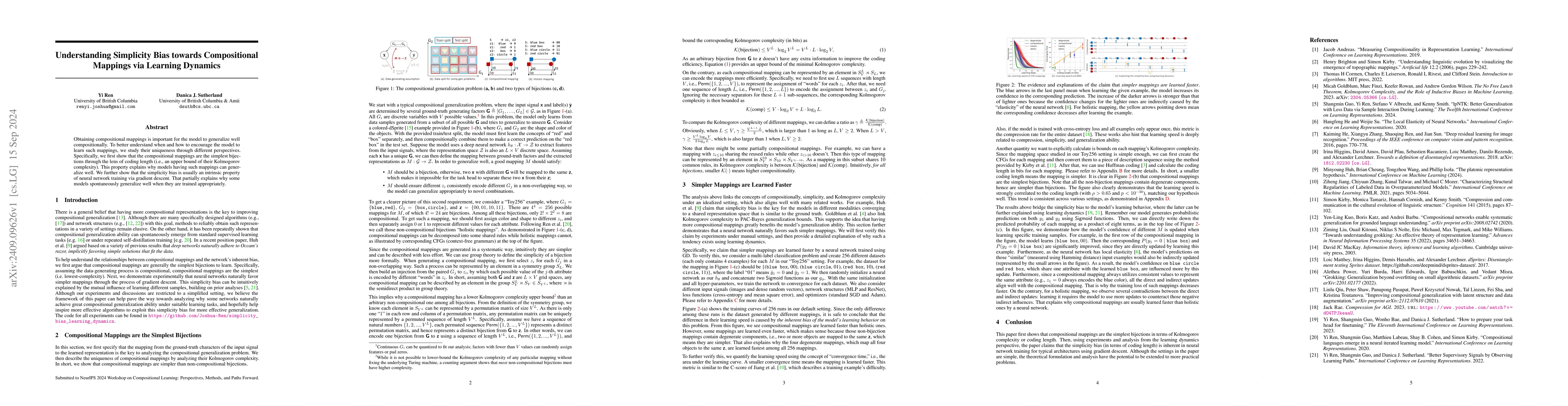 Thumbnail for Understanding Simplicity Bias towards Compositional Mappings via
  Learning Dynamics