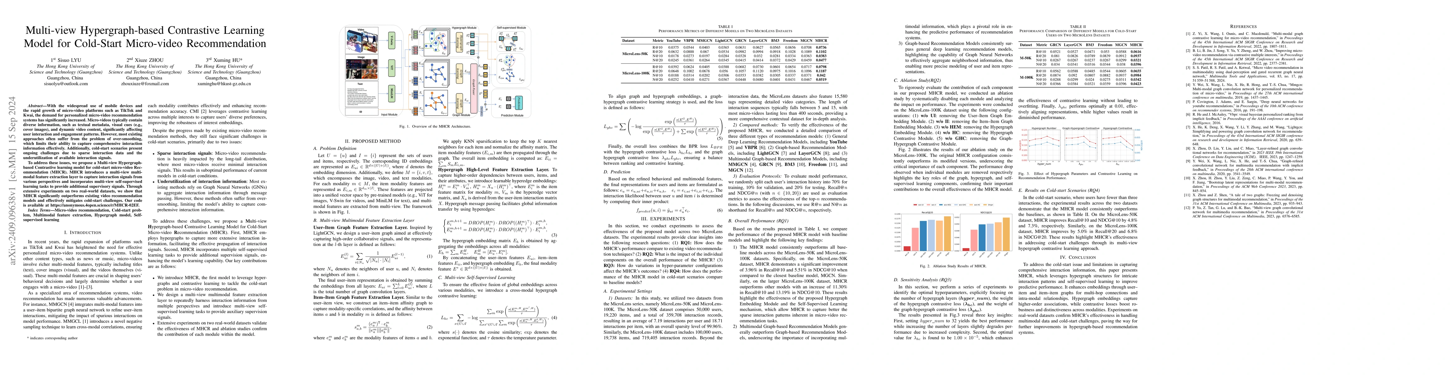 Thumbnail for Multi-view Hypergraph-based Contrastive Learning Model for Cold-Start
  Micro-video Recommendation
