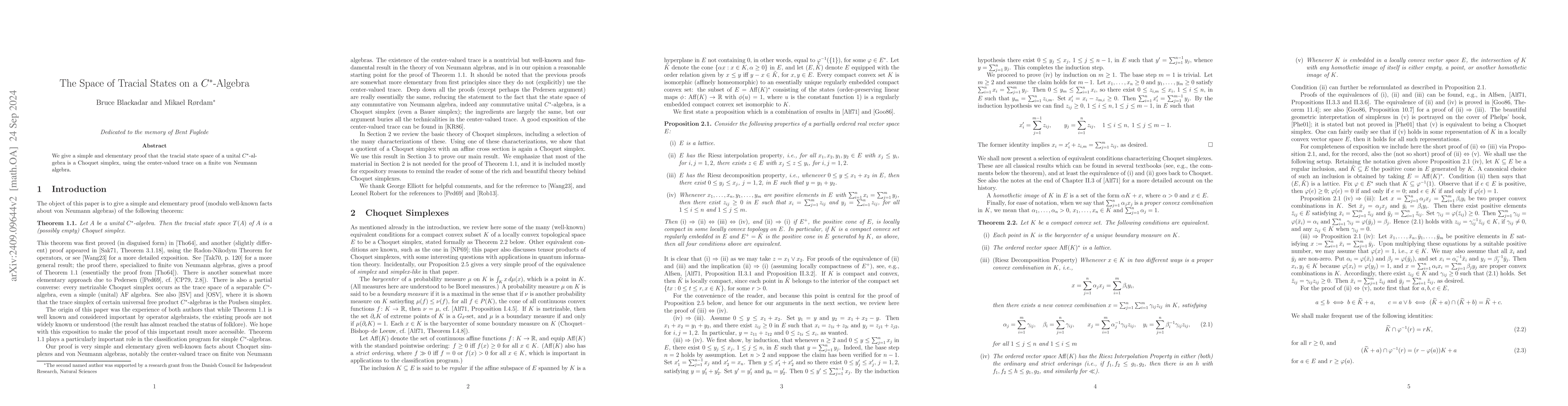 Thumbnail for The Space of Tracial States on a C$^*$-Algebra