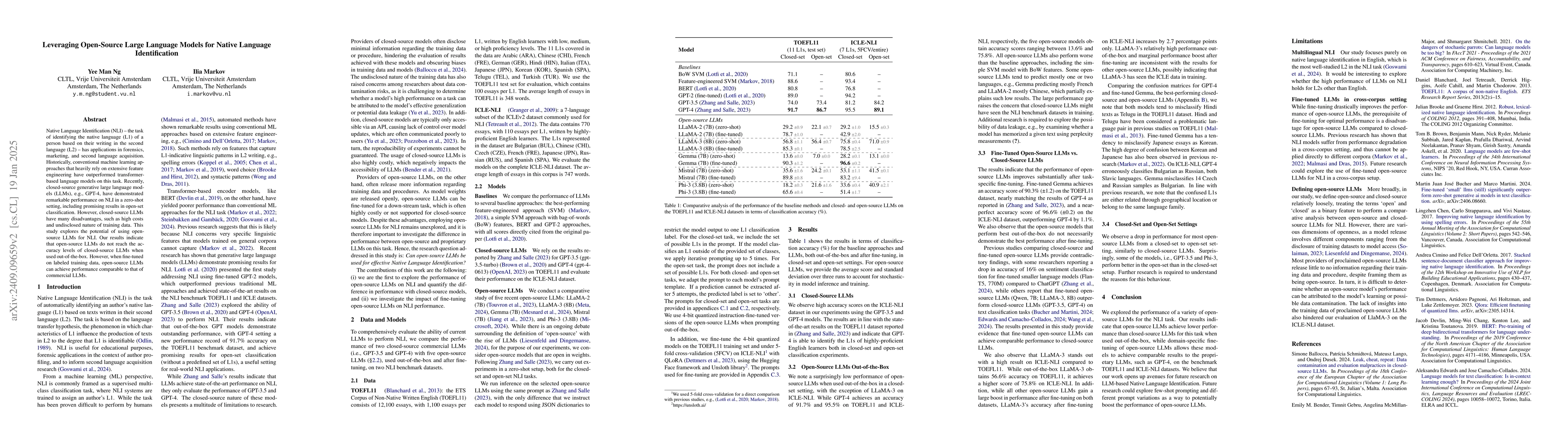 Thumbnail for Leveraging Open-Source Large Language Models for Native Language
  Identification