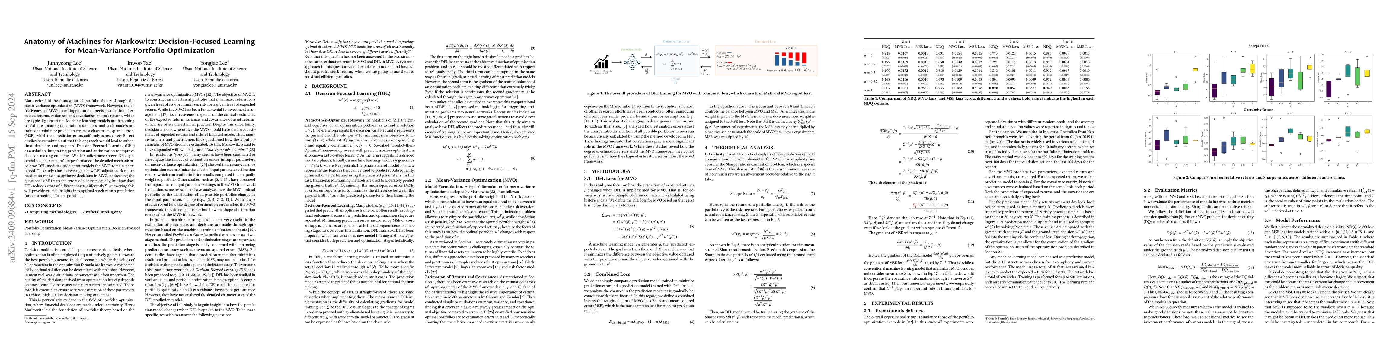 Thumbnail for Anatomy of Machines for Markowitz: Decision-Focused Learning for
  Mean-Variance Portfolio Optimization