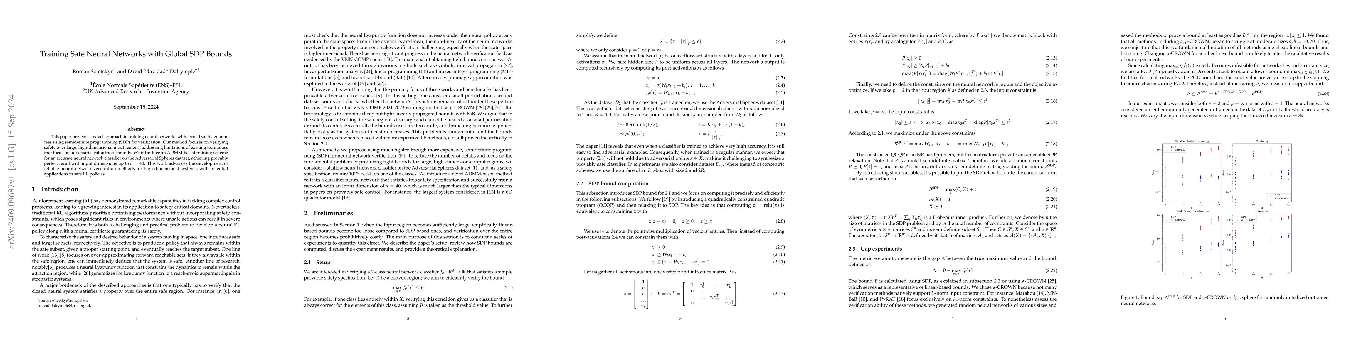 Thumbnail for Training Safe Neural Networks with Global SDP Bounds