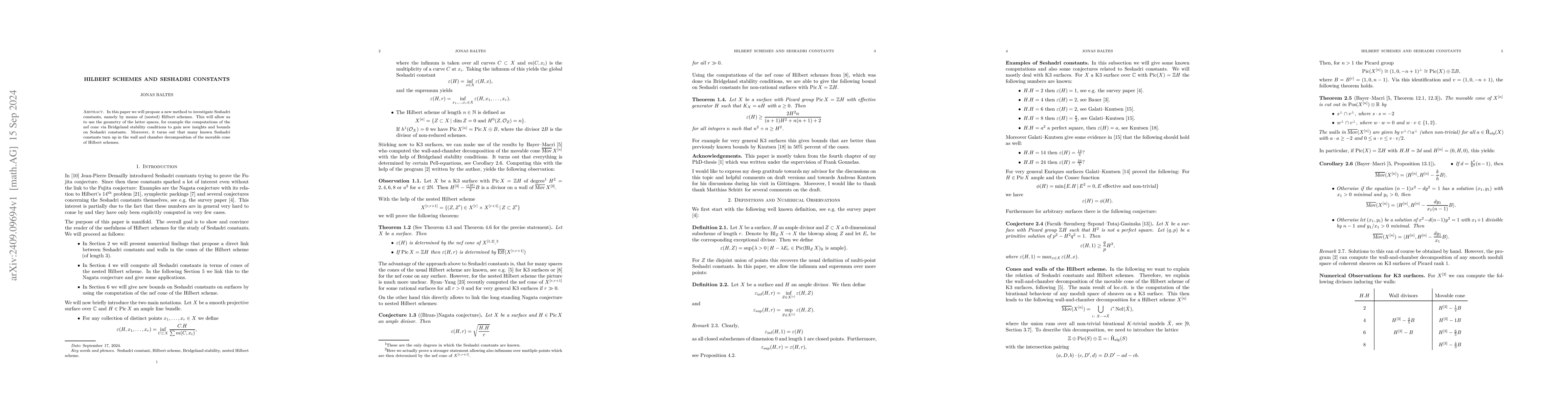 Thumbnail for Hilbert Schemes and Seshadri Constants