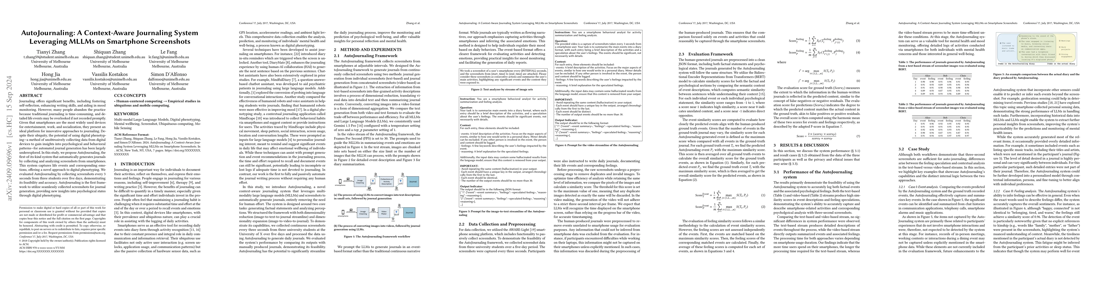 Thumbnail for AutoJournaling: A Context-Aware Journaling System Leveraging MLLMs on
  Smartphone Screenshots