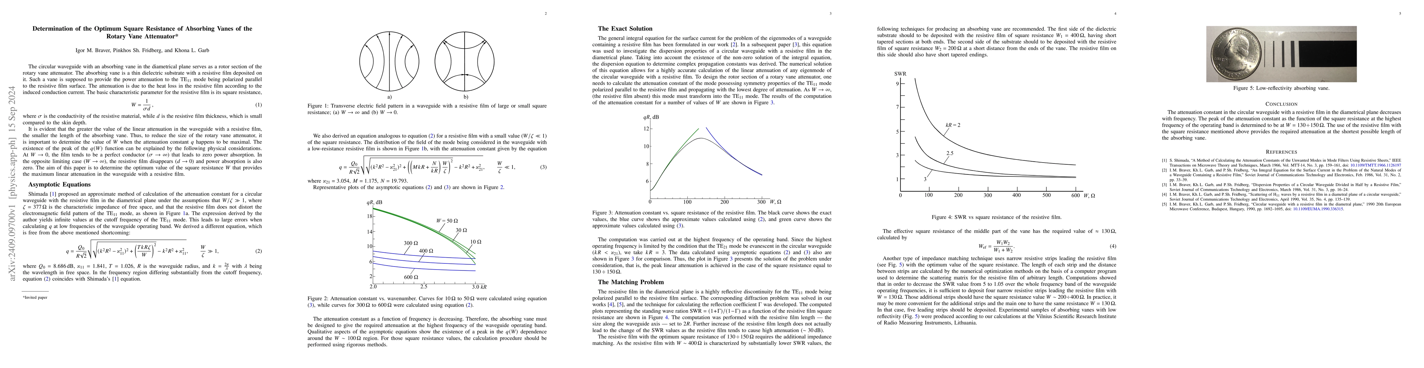 Thumbnail for Determination of the Optimum Square Resistance of Absorbing Vanes of the
  Rotary Vane Attenuator