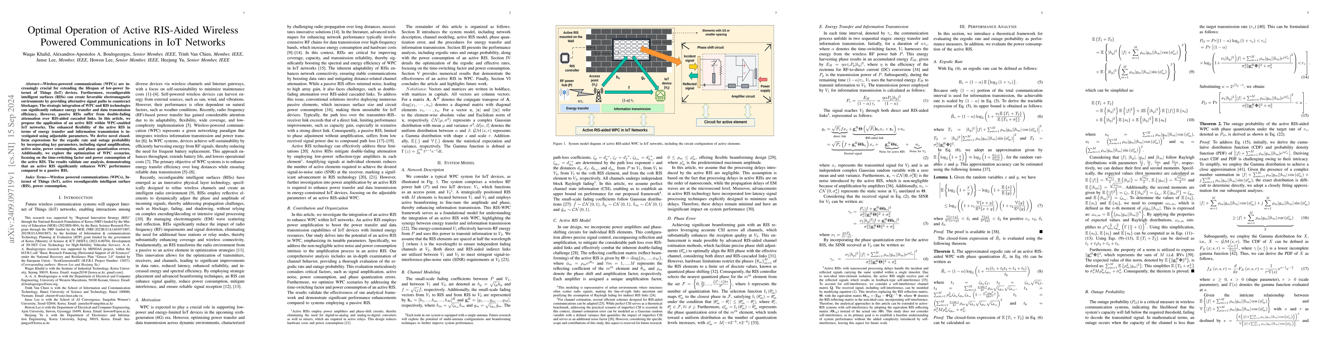 Thumbnail for Optimal Operation of Active RIS-Aided Wireless Powered Communications in
  IoT Networks