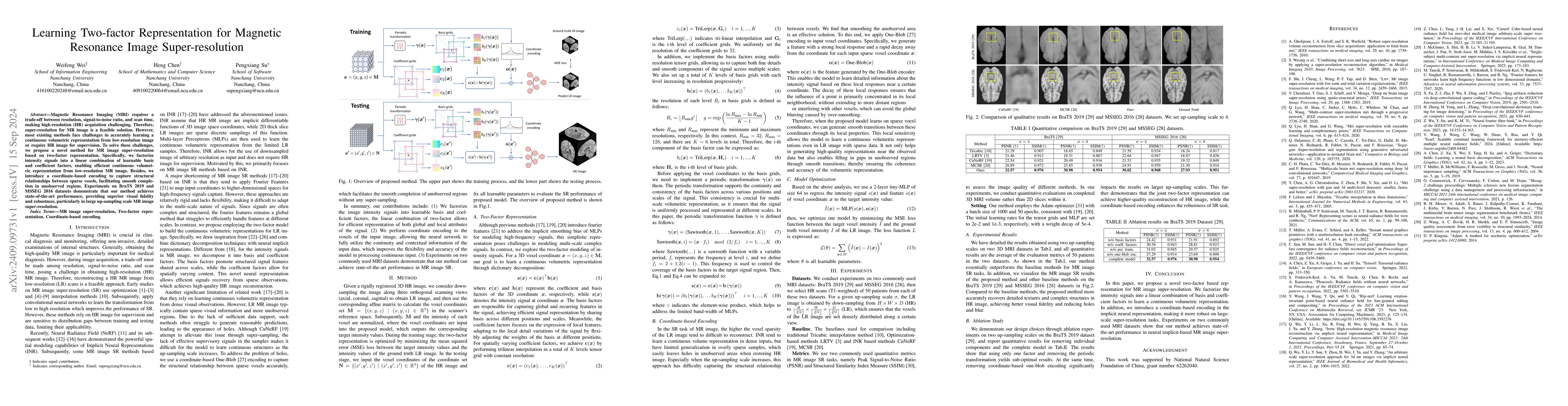 Thumbnail for Learning Two-factor Representation for Magnetic Resonance Image
  Super-resolution