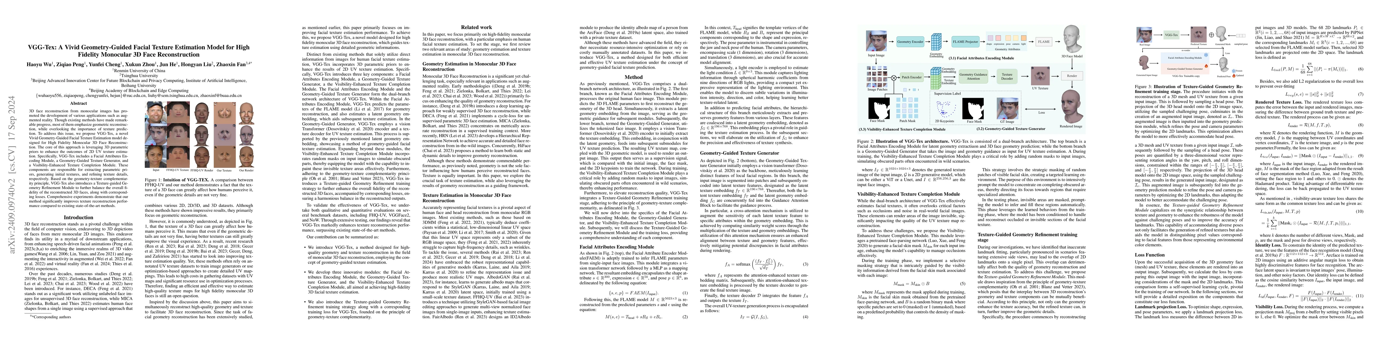 Thumbnail for VGG-Tex: A Vivid Geometry-Guided Facial Texture Estimation Model for
  High Fidelity Monocular 3D Face Reconstruction