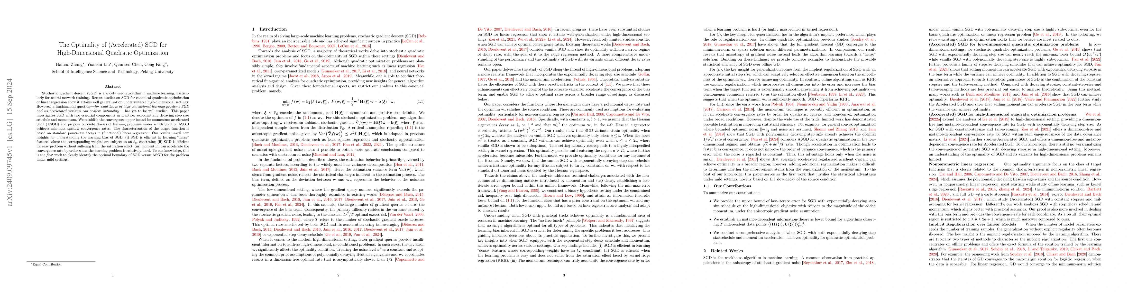 Thumbnail for The Optimality of (Accelerated) SGD for High-Dimensional Quadratic
  Optimization