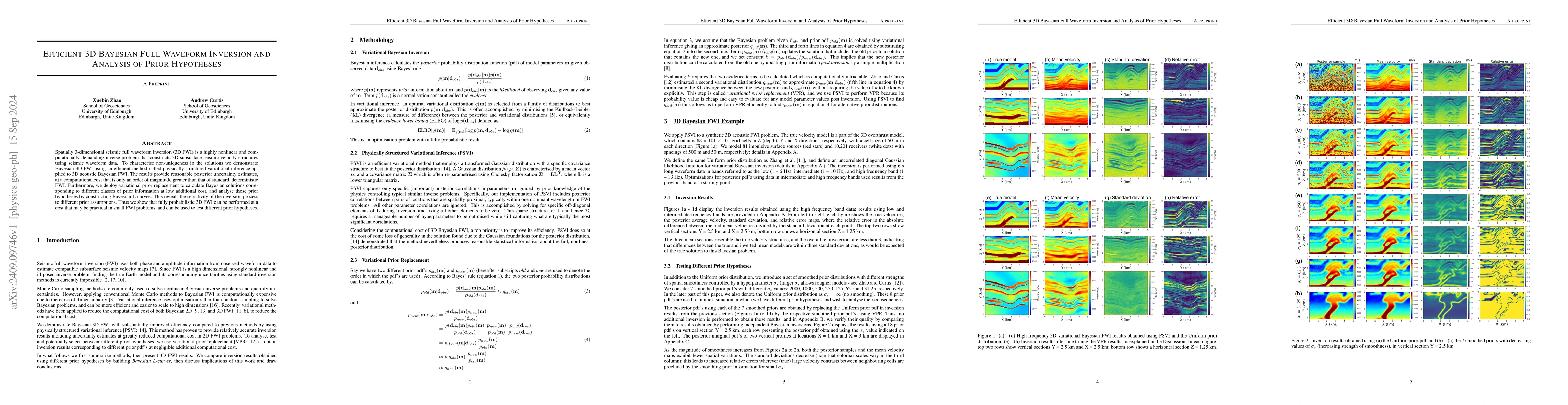 Thumbnail for Efficient 3D Bayesian Full Waveform Inversion and Analysis of Prior
  Hypotheses