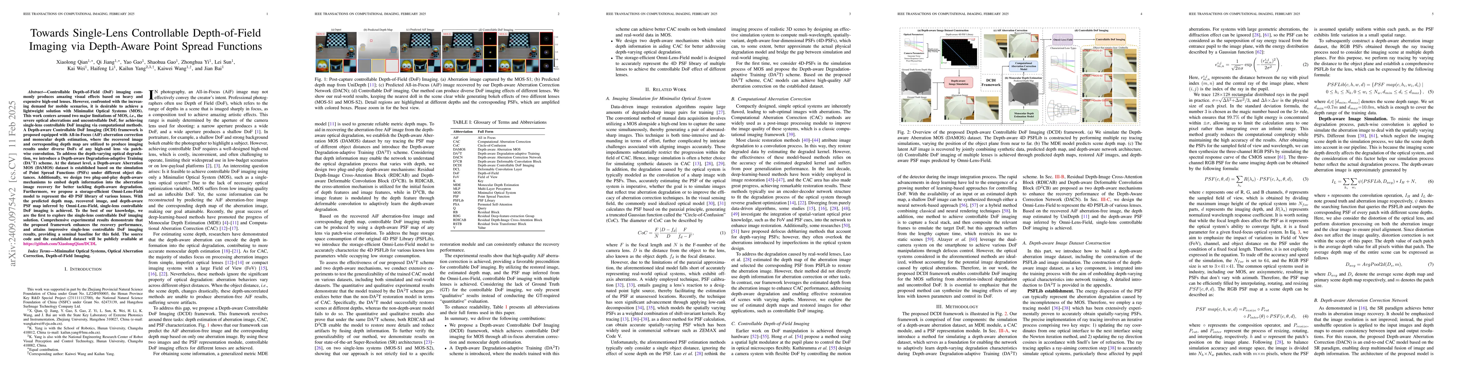 Thumbnail for Towards Single-Lens Controllable Depth-of-Field Imaging via All-in-Focus
  Aberration Correction and Monocular Depth Estimation
