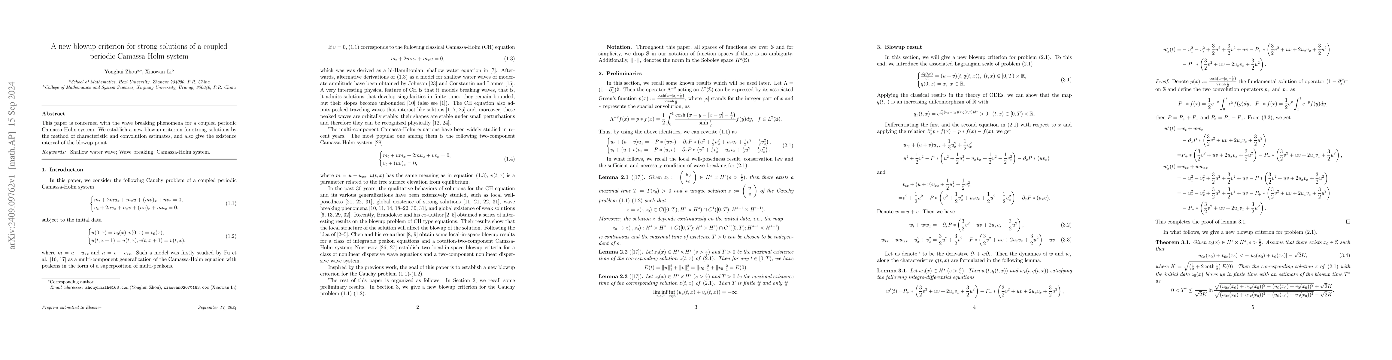 Thumbnail for A new blowup criterion for strong solutions of a coupled periodic
  Camassa-Holm system
