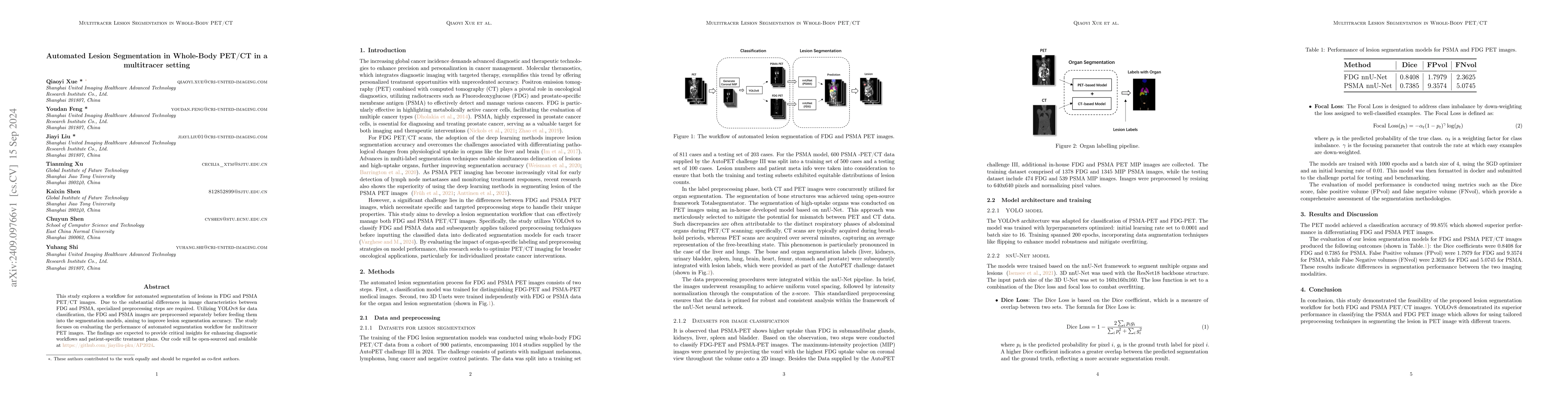Thumbnail for Automated Lesion Segmentation in Whole-Body PET/CT in a multitracer
  setting