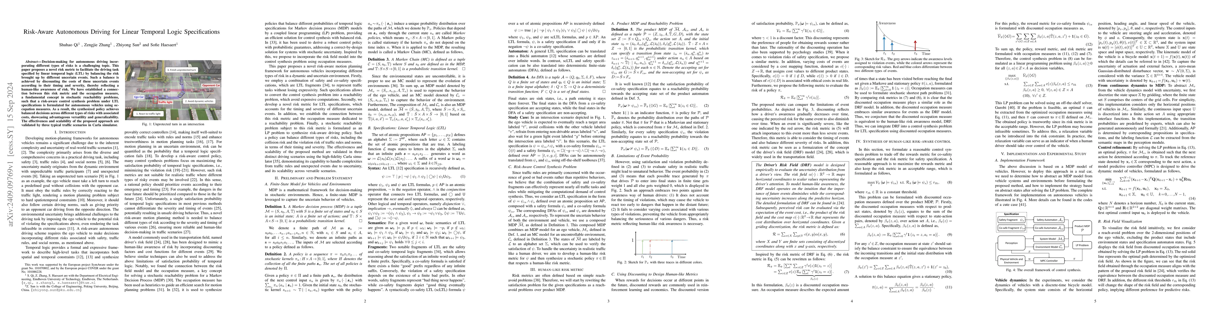 Thumbnail for Risk-Aware Autonomous Driving for Linear Temporal Logic Specifications