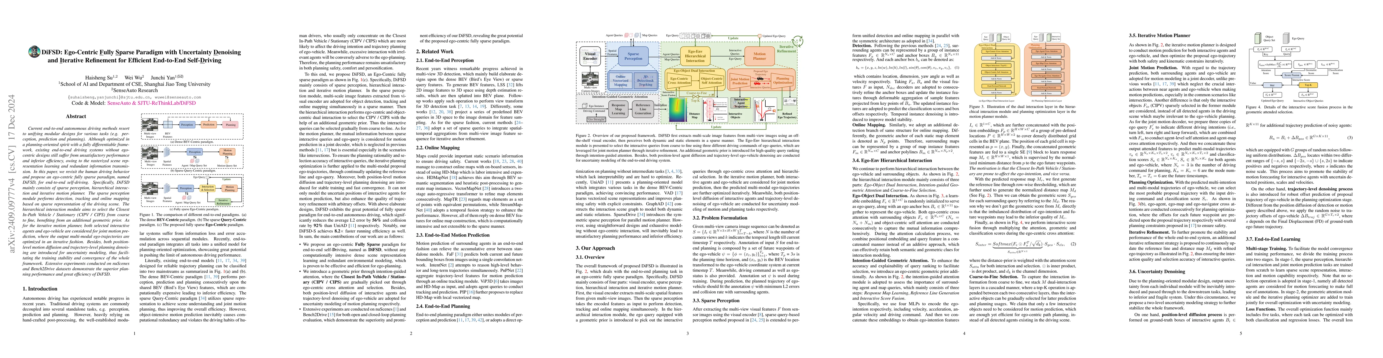 Thumbnail for DiFSD: Ego-Centric Fully Sparse Paradigm with Uncertainty Denoising and
  Iterative Refinement for Efficient End-to-End Autonomous Driving
