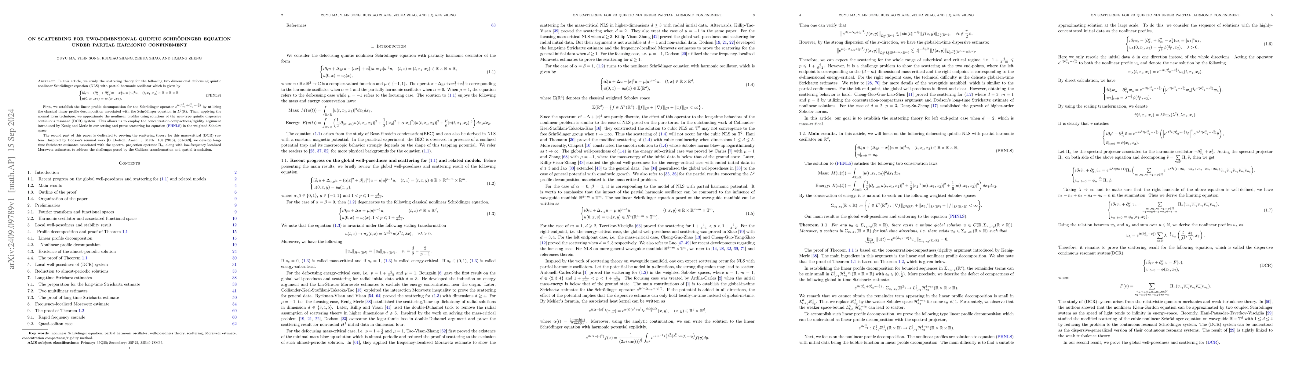 Thumbnail for On scattering for two-dimensional quintic Schrödinger equation under
  partial harmonic confinement