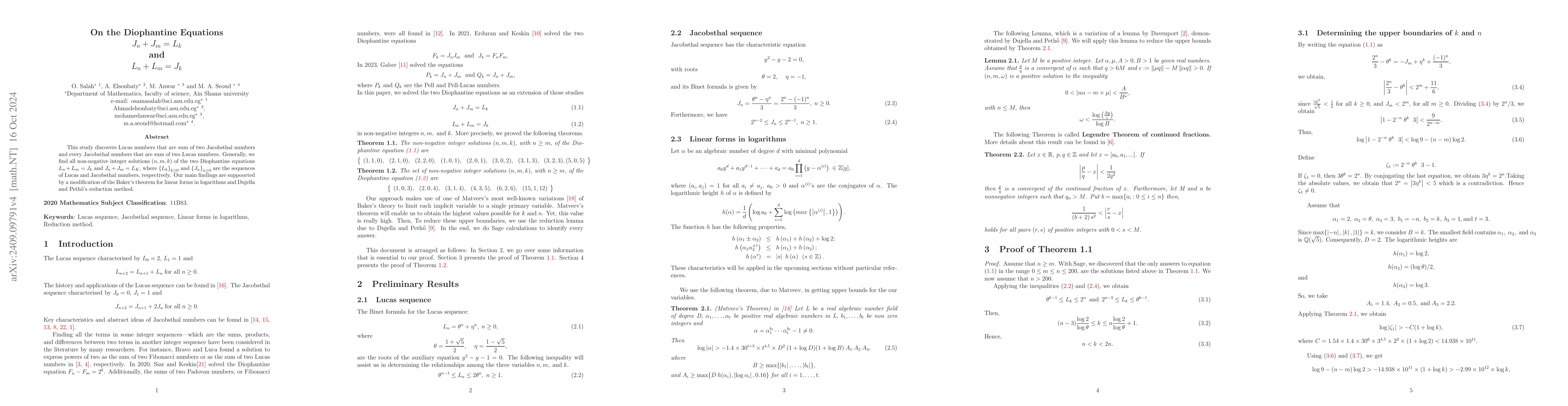 Thumbnail for On the Diophantine Equations $J_n +J_m =L_k$ and $L_n +L_m =J_k$