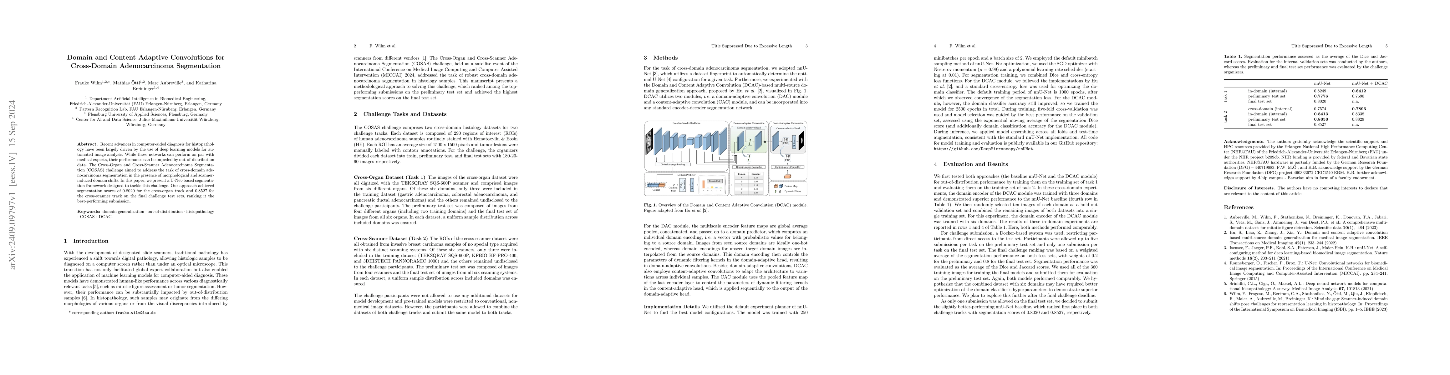 Thumbnail for Domain and Content Adaptive Convolutions for Cross-Domain Adenocarcinoma
  Segmentation