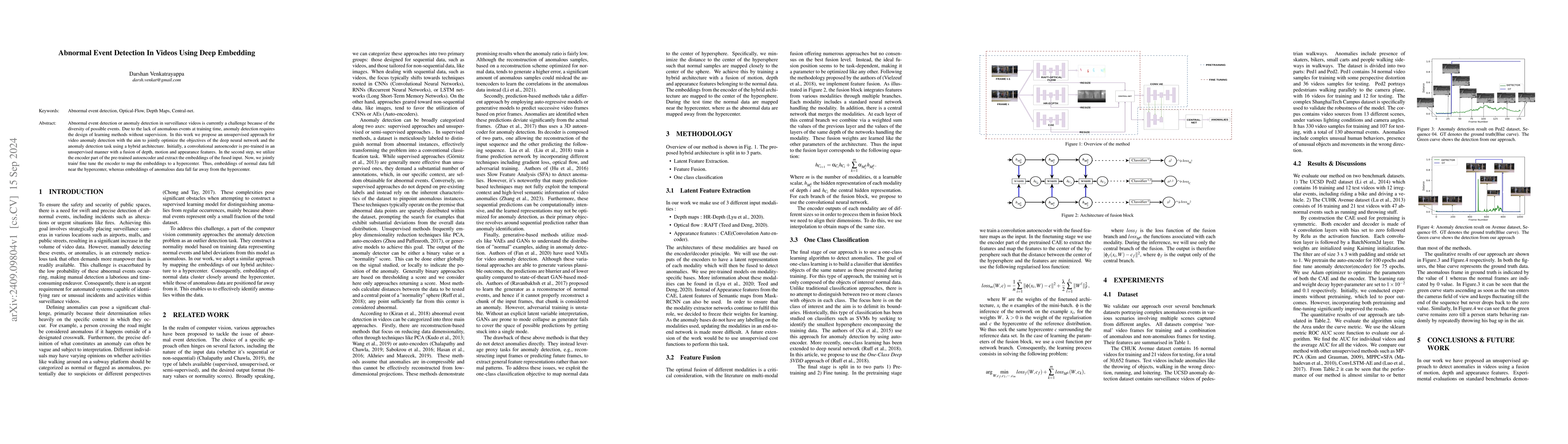 Thumbnail for Abnormal Event Detection In Videos Using Deep Embedding