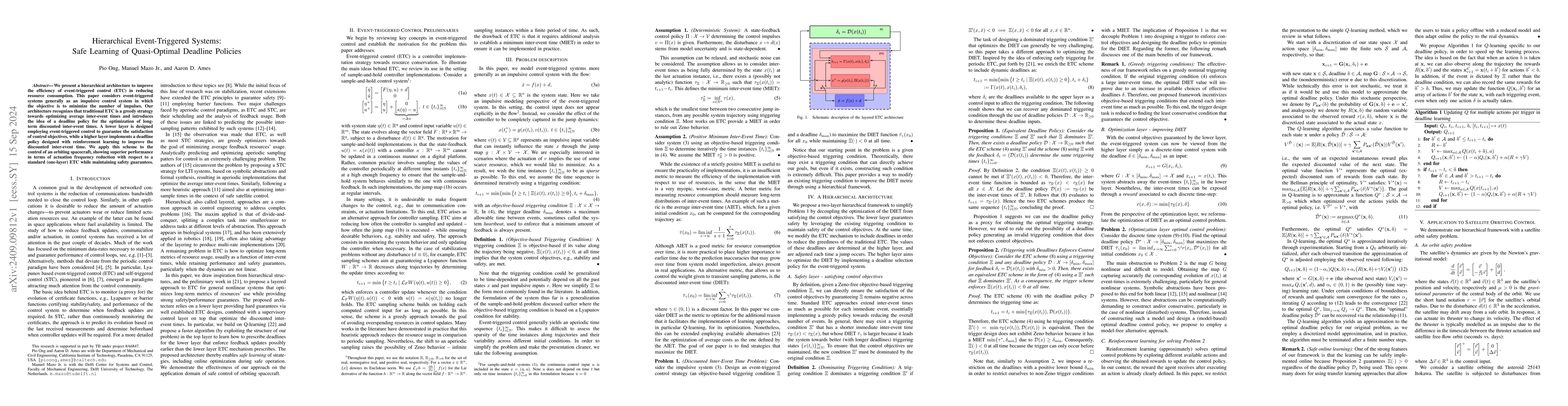 Thumbnail for Hierarchical Event-Triggered Systems: Safe Learning of Quasi-Optimal
  Deadline Policies