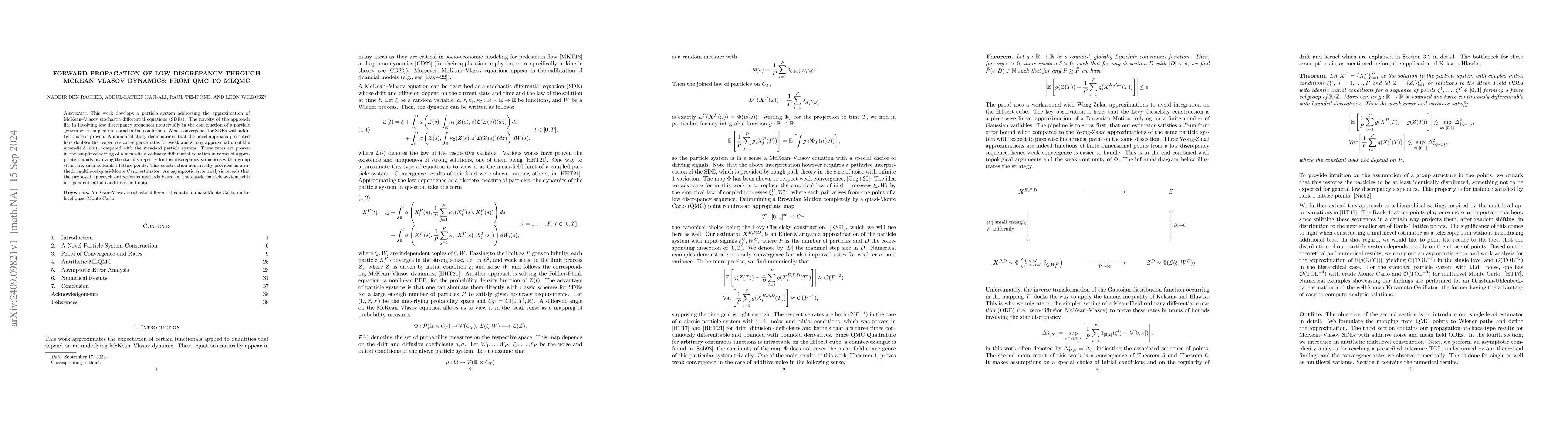 Thumbnail for Forward Propagation of Low Discrepancy Through McKean-Vlasov Dynamics:
  From QMC to MLQMC