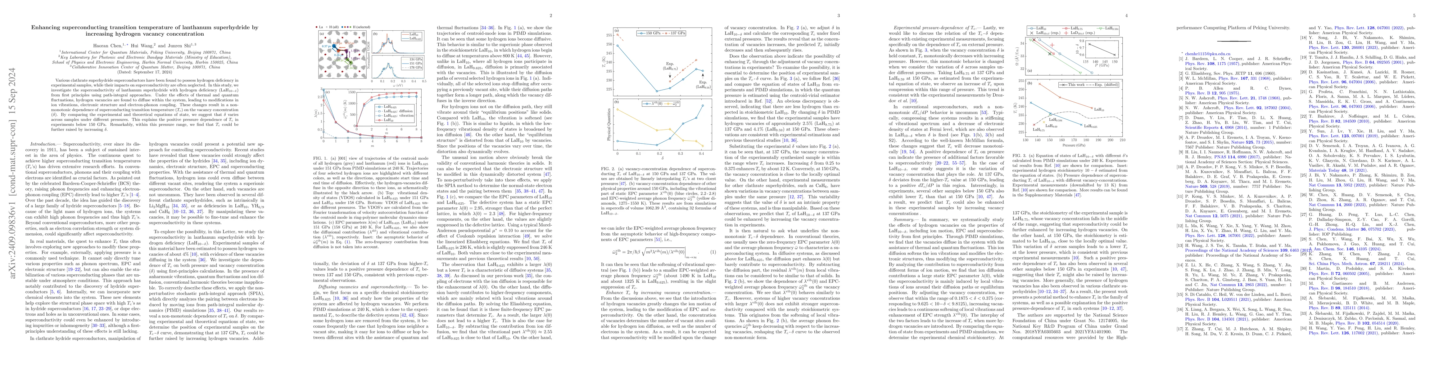 Thumbnail for Enhancing superconducting transition temperature of lanthanum
  superhydride by increasing hydrogen vacancy concentration
