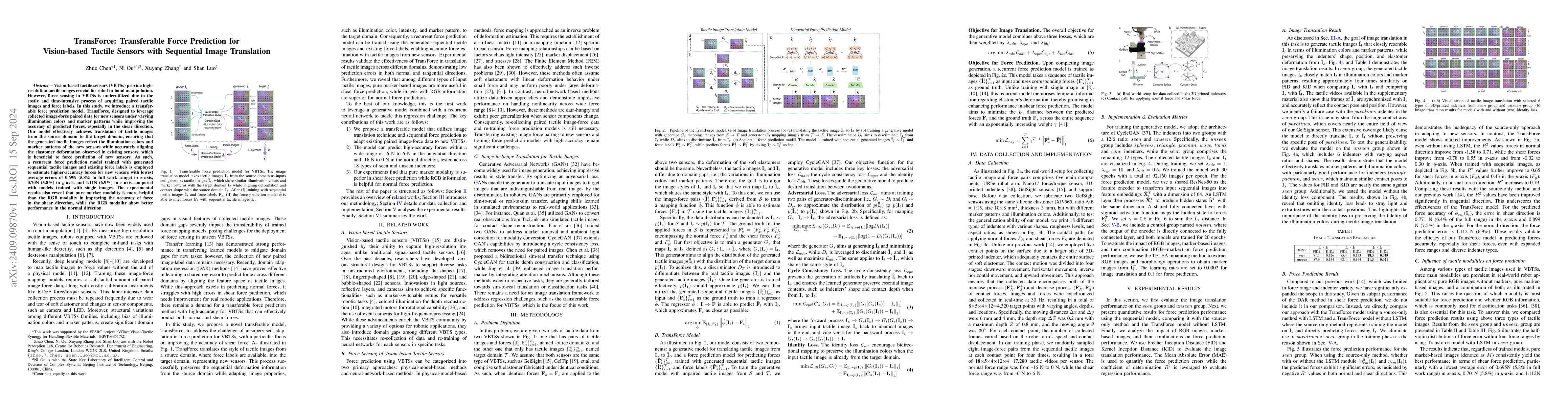 Thumbnail for TransForce: Transferable Force Prediction for Vision-based Tactile
  Sensors with Sequential Image Translation