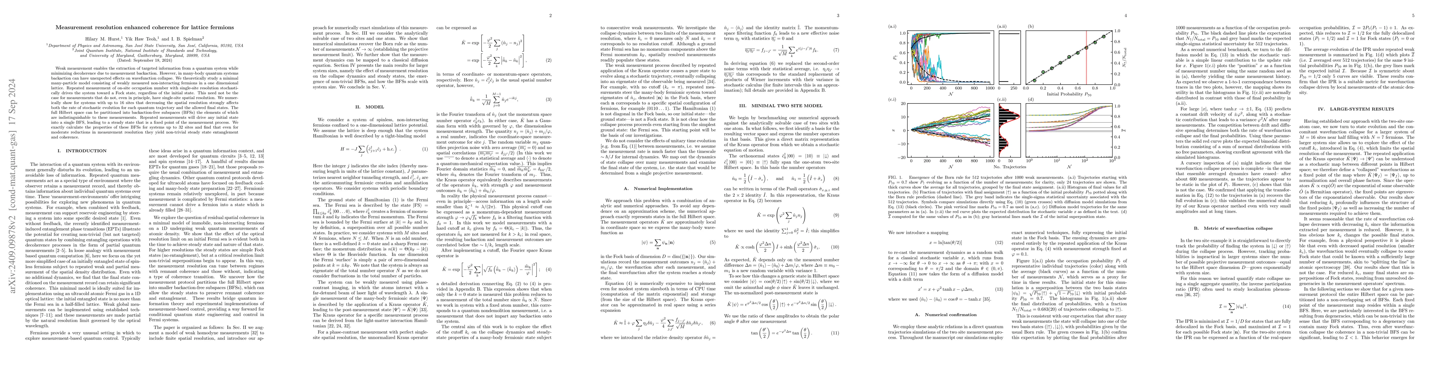 Thumbnail for Measurement resolution enhanced coherence for lattice fermions