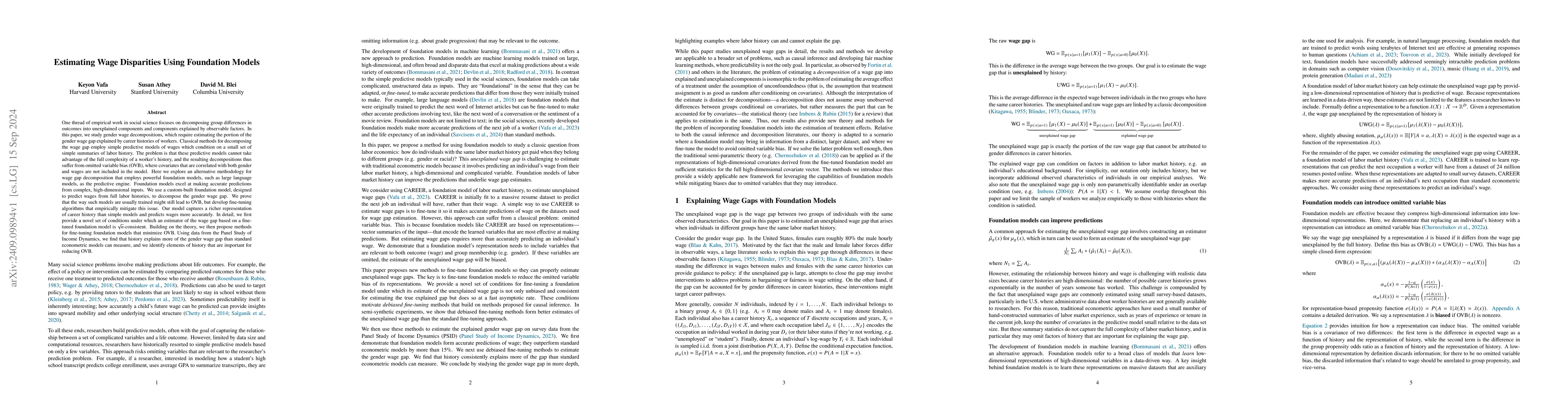 Thumbnail for Estimating Wage Disparities Using Foundation Models