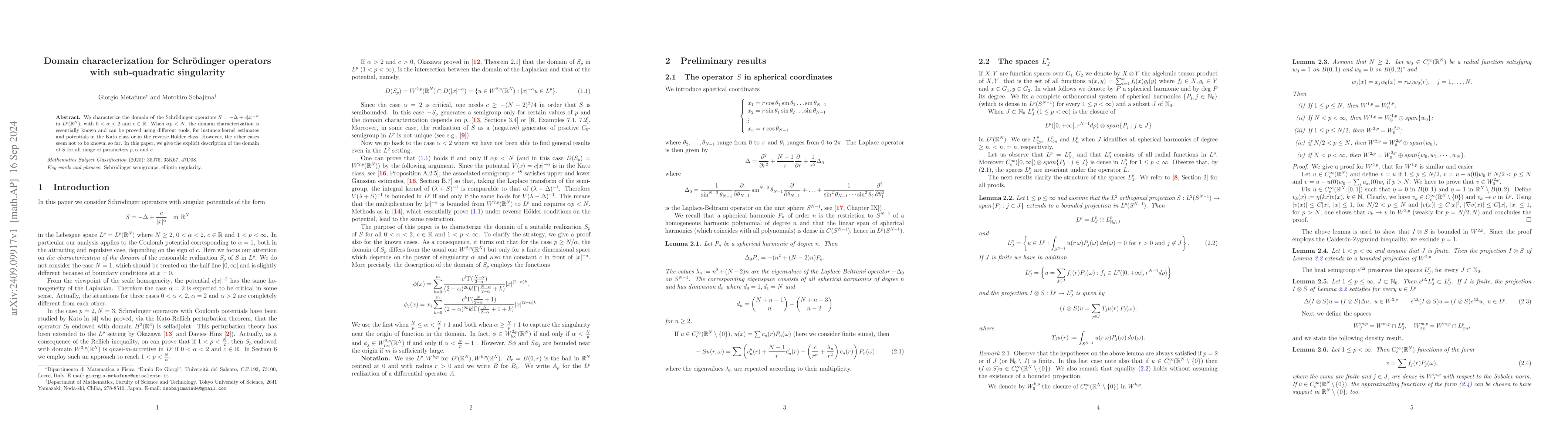Thumbnail for Domain characterization for Schrödinger operators with sub-quadratic
  singularity