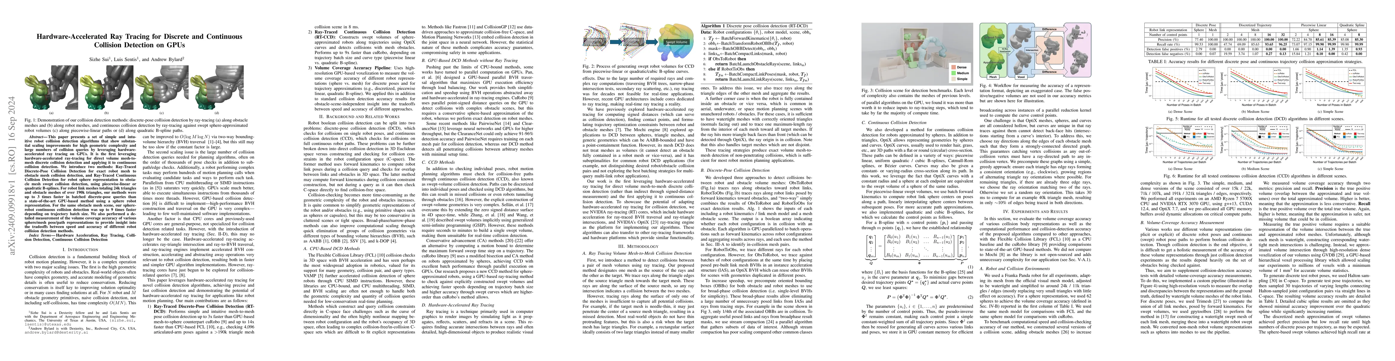 Thumbnail for Hardware-Accelerated Ray Tracing for Discrete and Continuous Collision
  Detection on GPUs