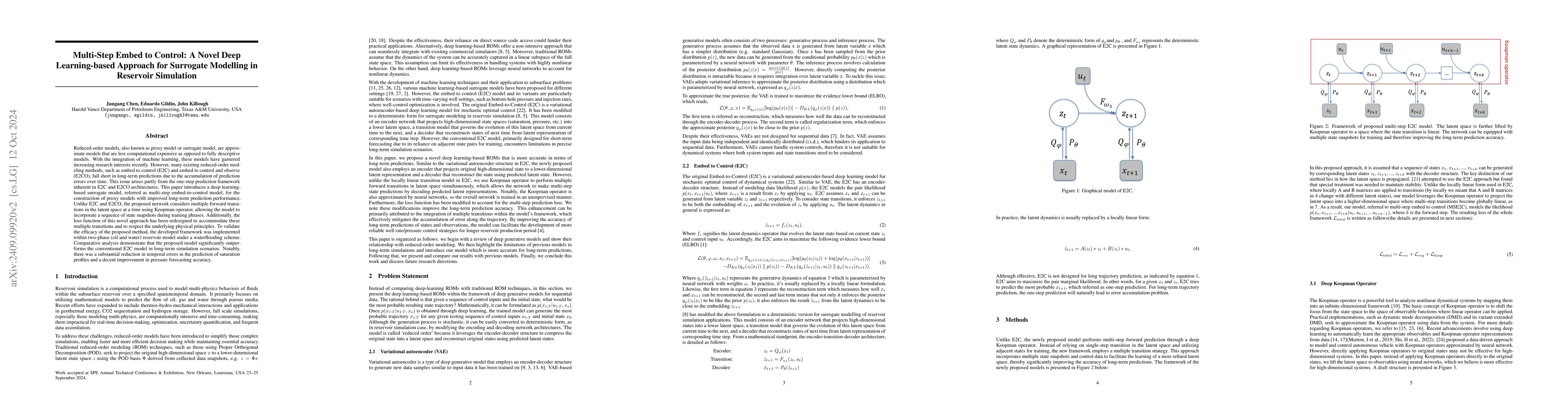 Thumbnail for Multi-Step Embed to Control: A Novel Deep Learning-based Approach for
  Surrogate Modelling in Reservoir Simulation