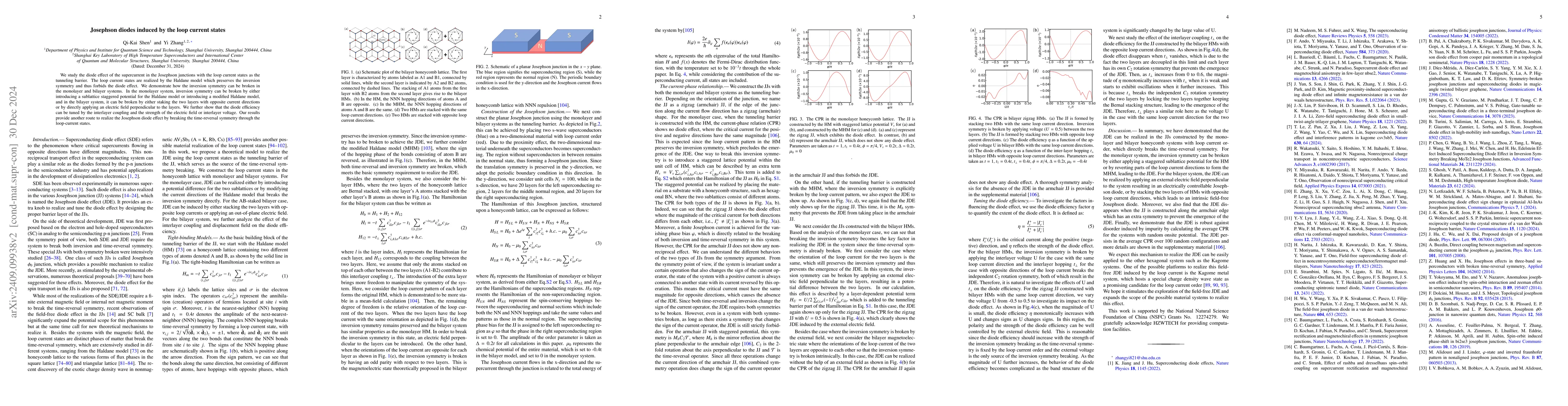 Thumbnail for Josephson diodes induced by the loop current states