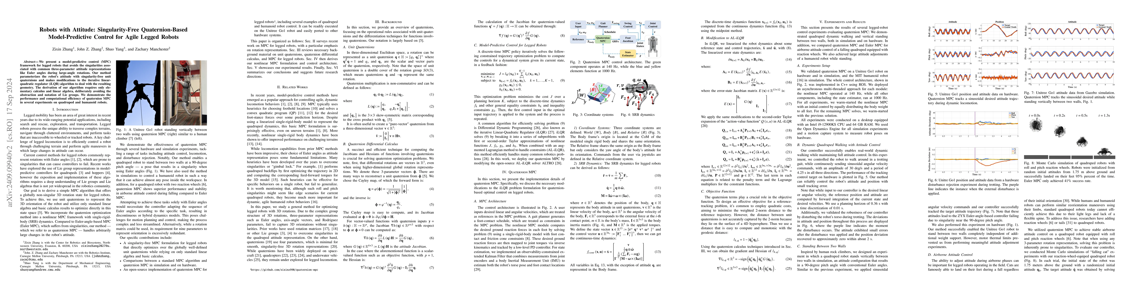 Thumbnail for Robots with Attitude: Singularity-Free Quaternion-Based Model-Predictive
  Control for Agile Legged Robots