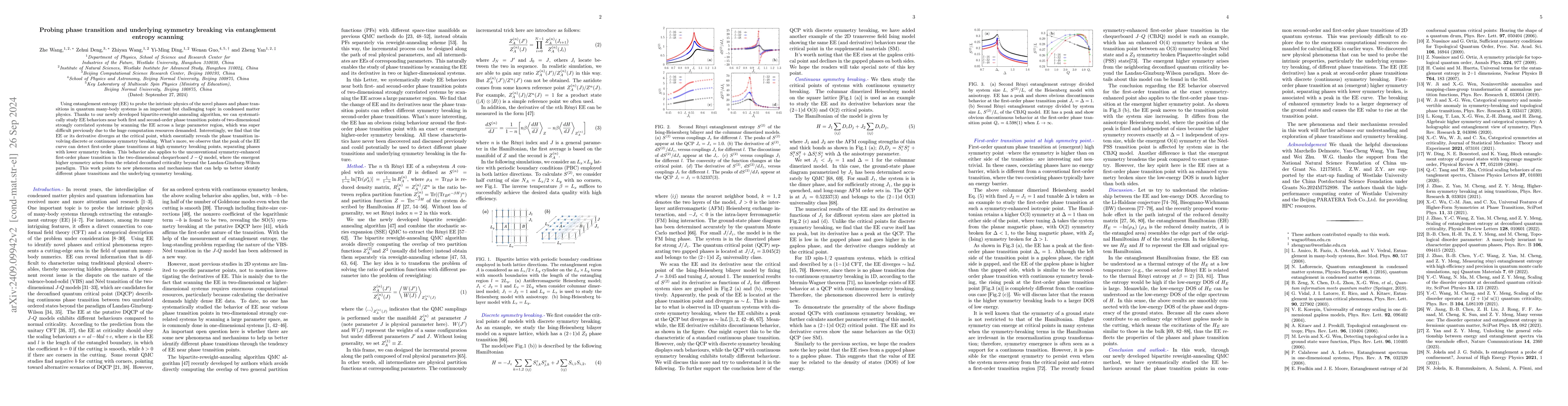 Thumbnail for Probing phase transition and underlying symmetry breaking via
  entanglement entropy scanning