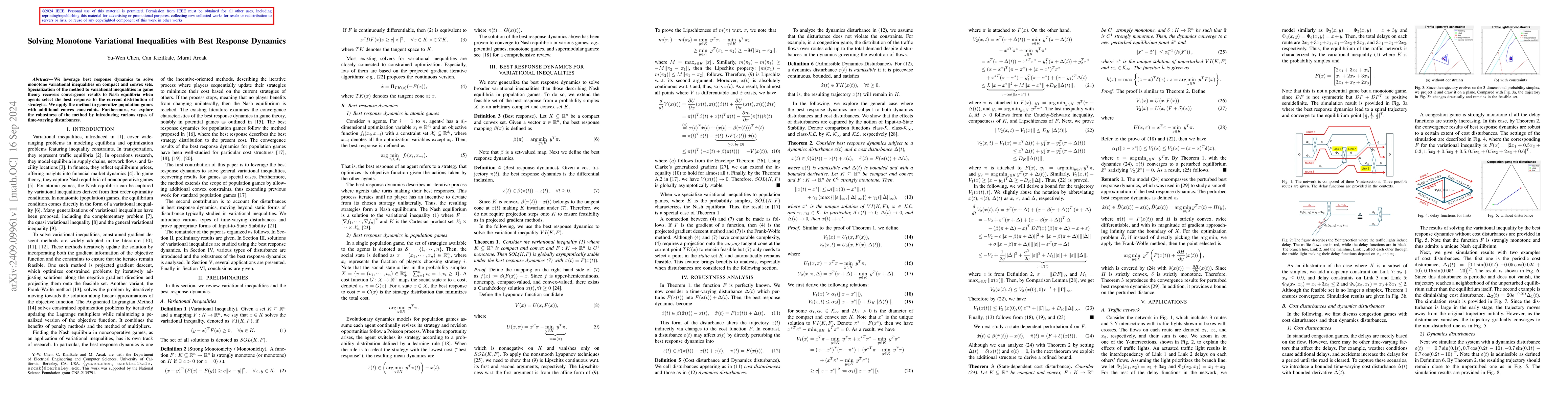 Thumbnail for Solving Monotone Variational Inequalities with Best Response Dynamics