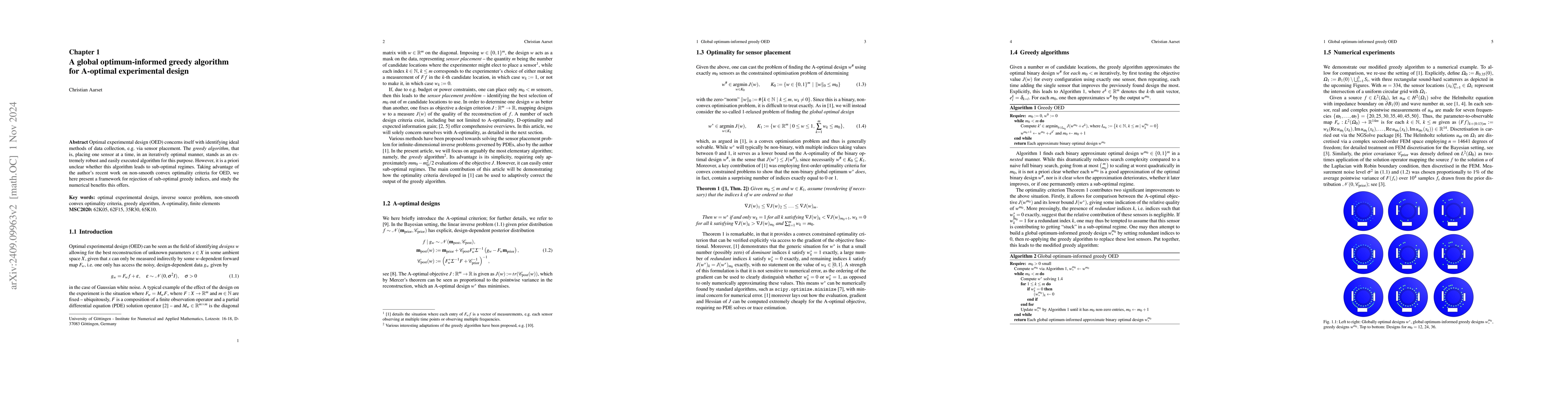 Thumbnail for A global optimum-informed greedy algorithm for A-optimal experimental
  design