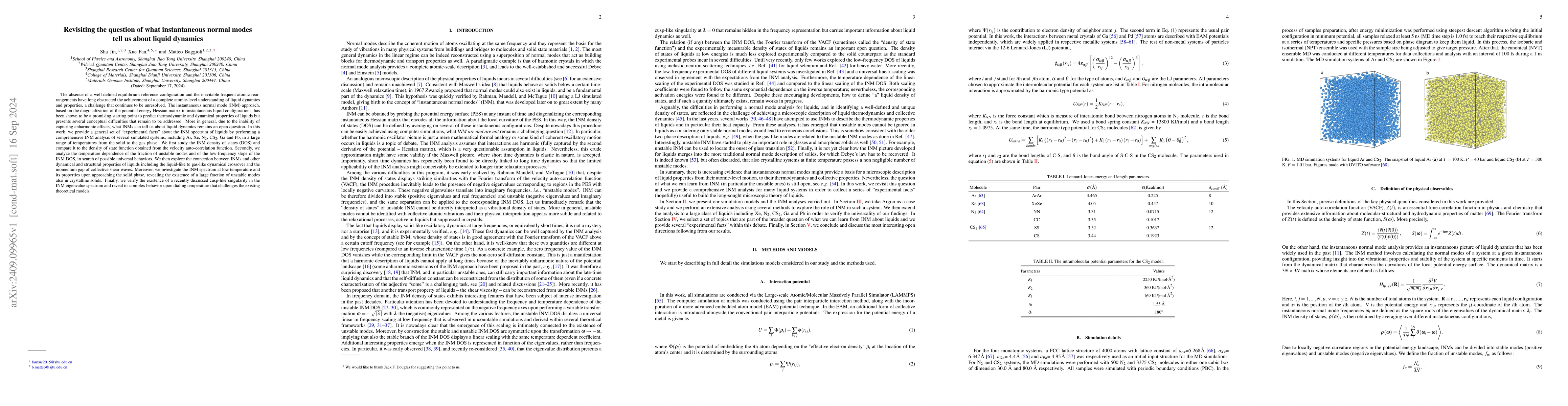 Thumbnail for Revisiting the question of what instantaneous normal modes tell us about
  liquid dynamics