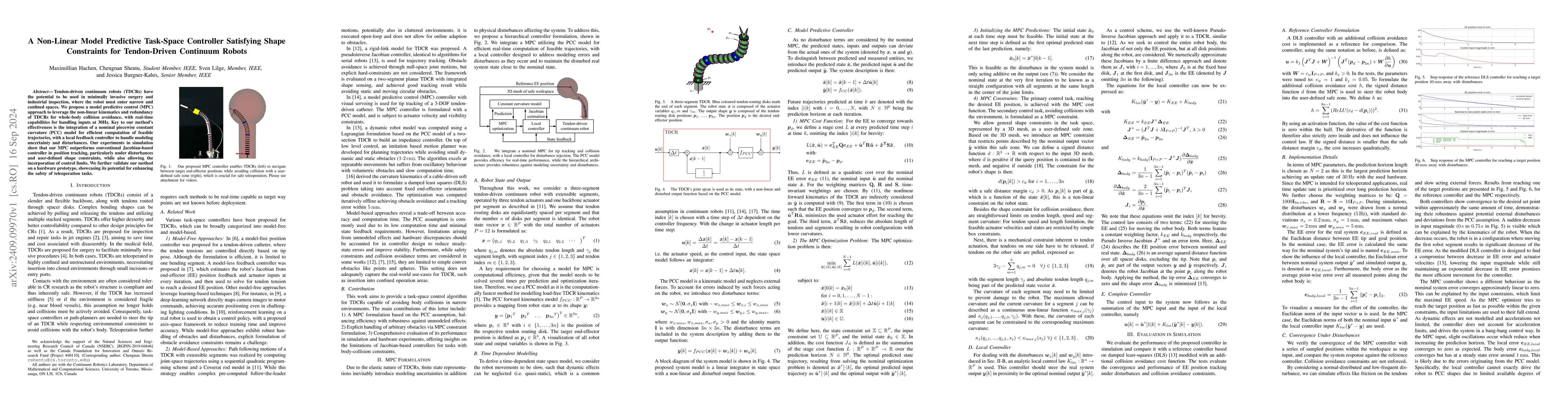 Thumbnail for A Non-Linear Model Predictive Task-Space Controller Satisfying Shape
  Constraints for Tendon-Driven Continuum Robots