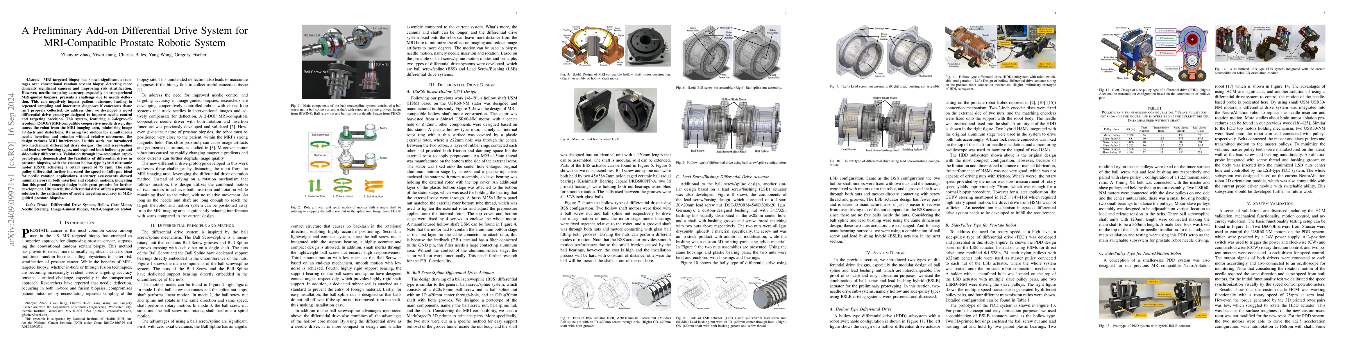 Thumbnail for A Preliminary Add-on Differential Drive System for MRI-Compatible
  Prostate Robotic System
