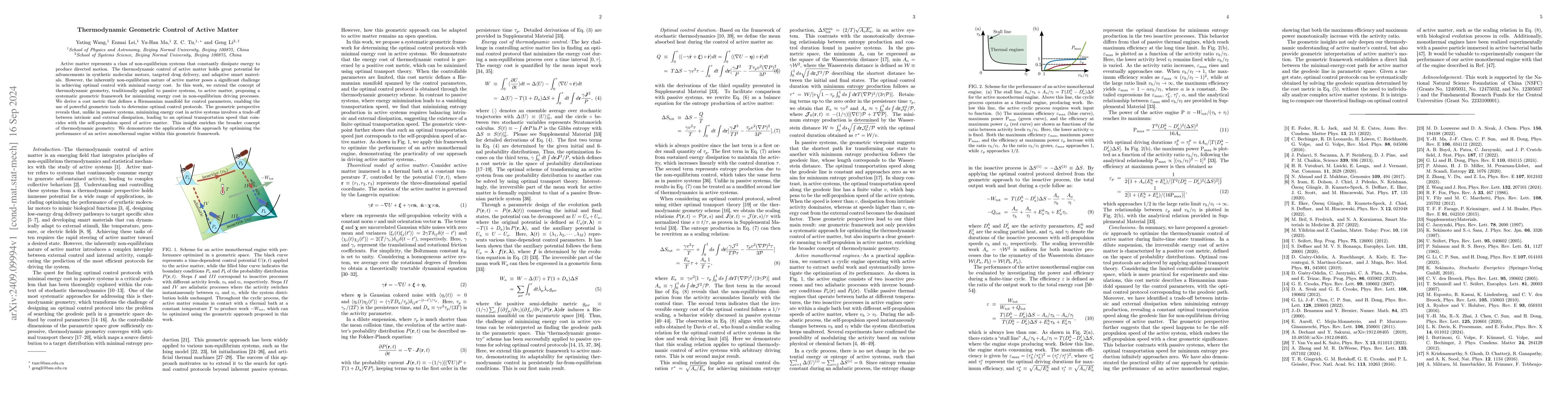 Thumbnail for Thermodynamic Geometric Control of Active Matter