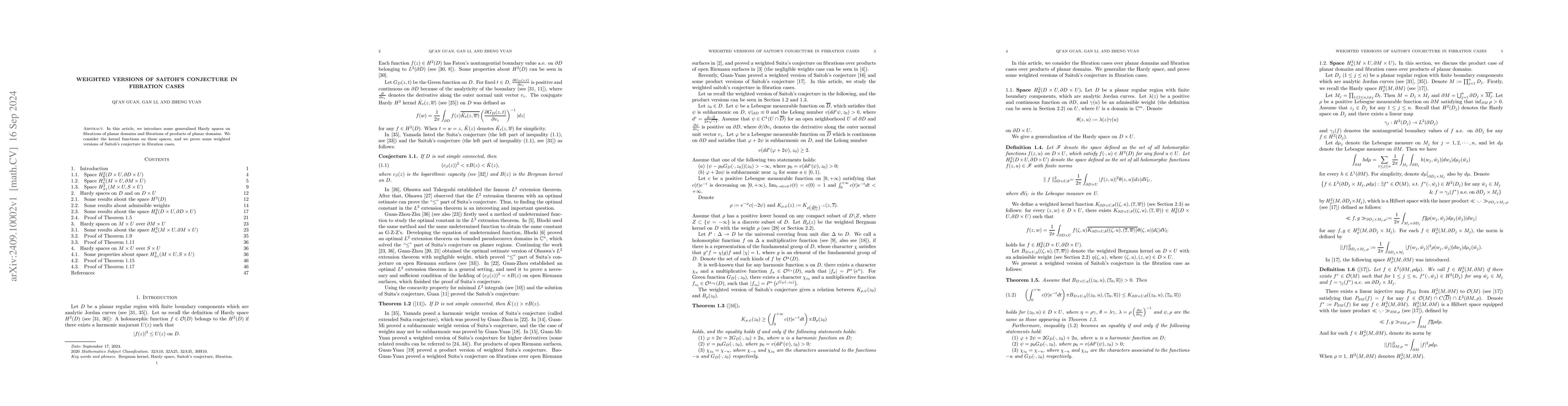 Thumbnail for Weighted versions of Saitoh's conjecture in fibration cases
