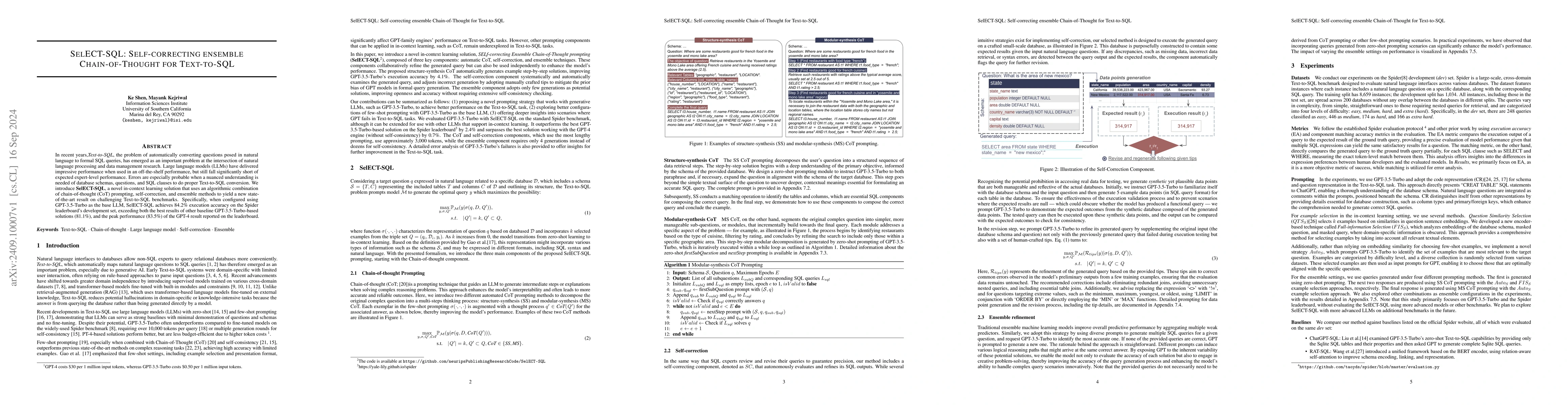 Thumbnail for SelECT-SQL: Self-correcting ensemble Chain-of-Thought for Text-to-SQL